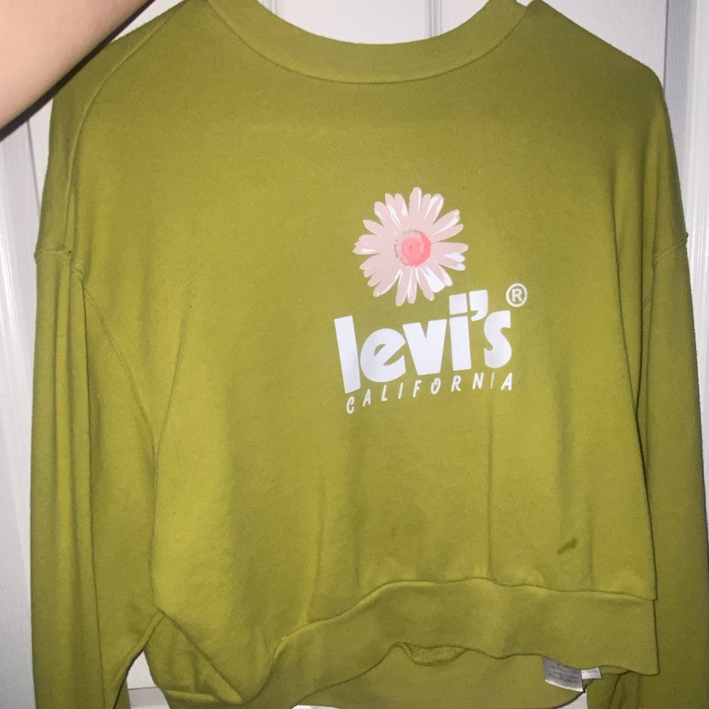 Levi's Olive Sweatshirt with Pink Daisy